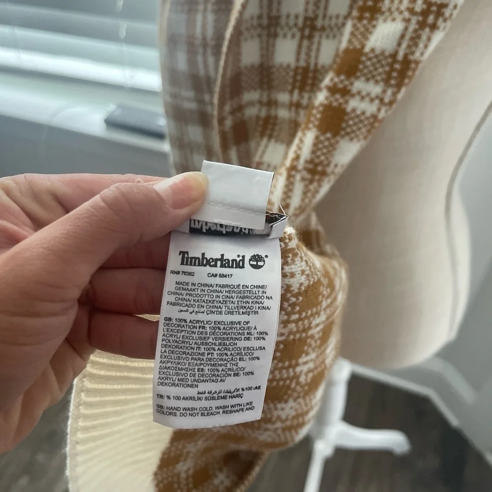 Timberland Brown and Cream Plaid Scarf